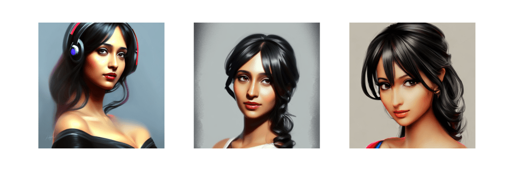 Three digital avatars created by an AI.